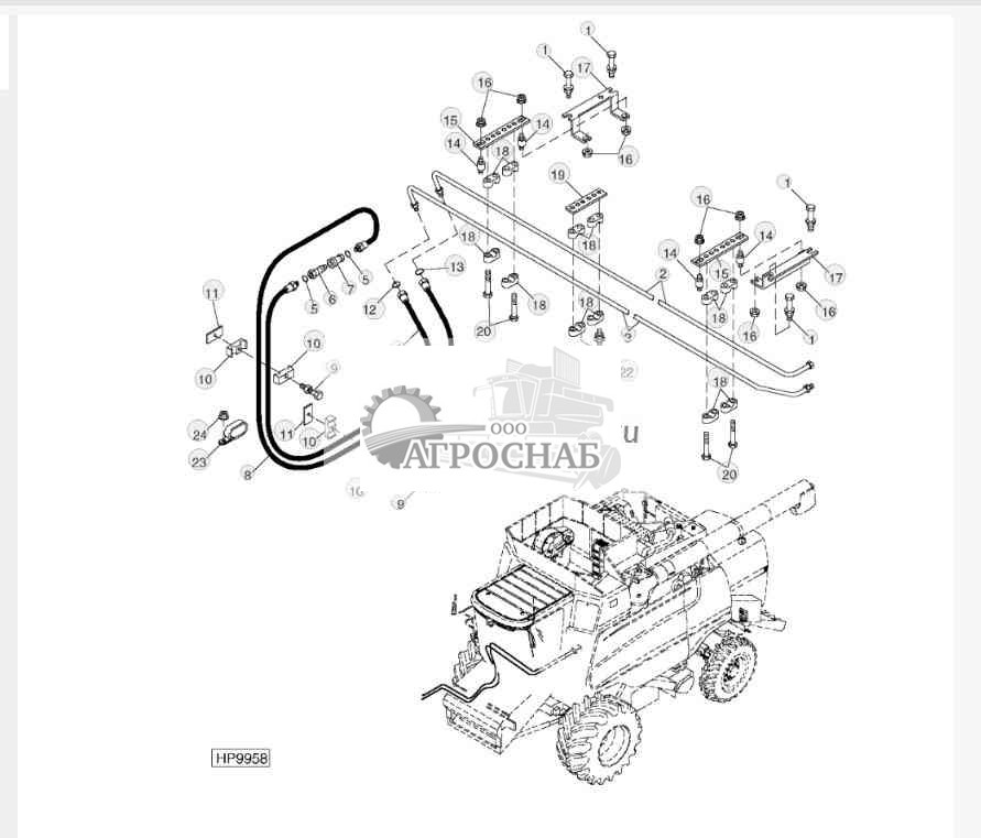 Reel Drive Hydraulic Lines And Hoses, Front 